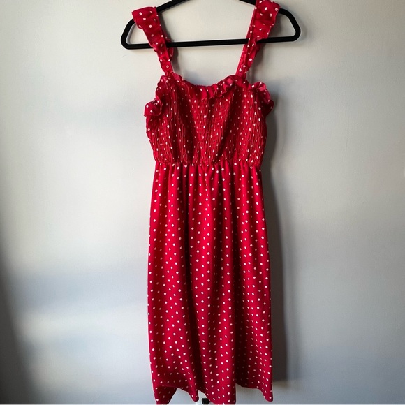 Peach Love California red and white poka dot spring summer dress maxi size small - Picture 7 of 13